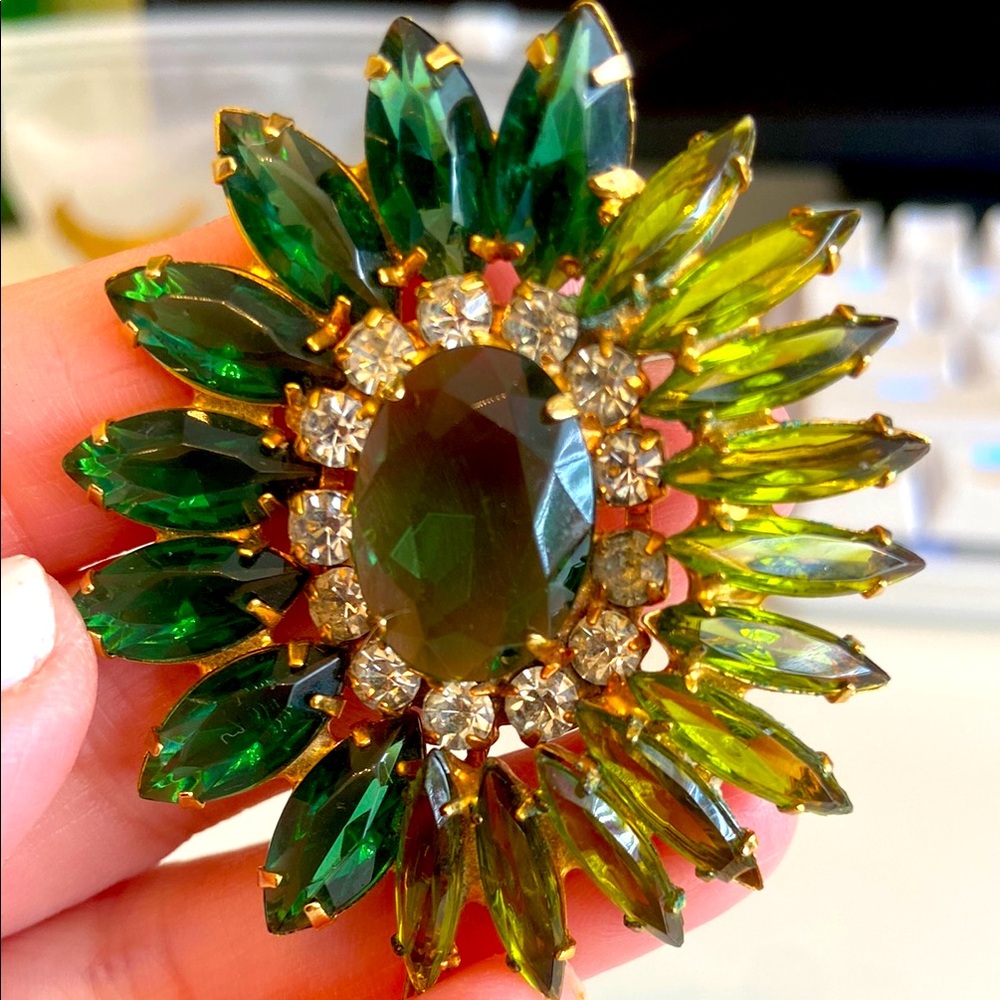 Green and Gold Statement Brooch